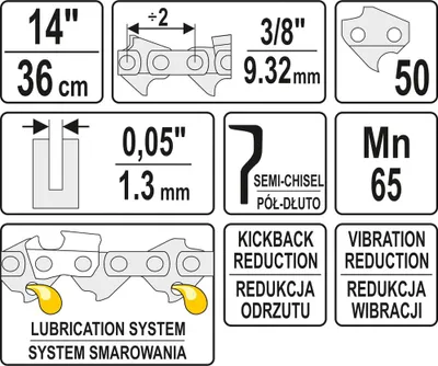 Produktbild von Yato YT-84950, Jede Marke, Halbmeißel, 76,2 / 8 mm (3 / 8"), 9,52 mm, 36 cm, 1,3 mm