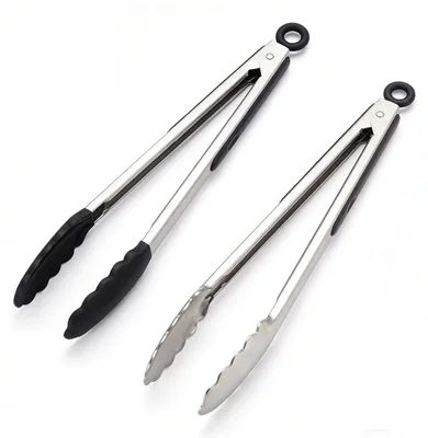 Productafbeelding van Set van 2 grilltangen 34 cm, hittebestendig met roestvrij staal en silicone