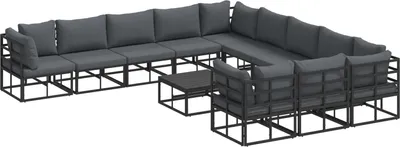 Produktbild von Gartensofa-set mit Kissen 12 pcs Schwarz Aluminium