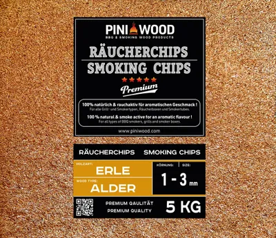 Image de PINI 5 kg de chips de fumage aulne sans écorce 1-3 mm Smoking Chips copeaux de fumage 18 litres