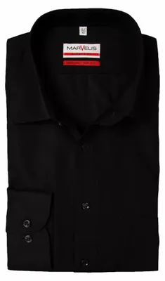 Produktbild von Marvelis - Modern Fit - Herren Langarm Hemd, (470069), Größe:40, Farbe:schwarz (68)