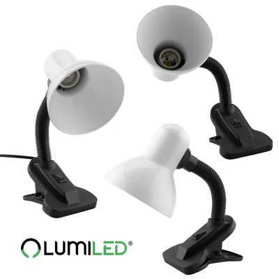 Produktbild von LUMILED Schreibtischlampe klassisch Leselampe Tischleuchte Flexibler Hals Arbeitsleuchte mini Nachttischlampe E27 Fassung Tischlampe aus Metall Kinderzimmer für Lesen Studieren Mädchen Junge weiß