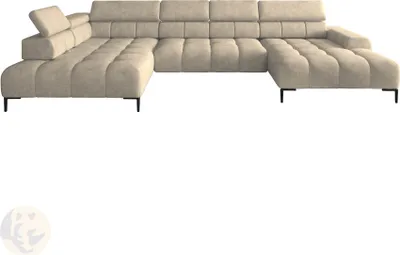 Produktbild von DOMO-HOME Ecksofa PLAZA XL mit elektrischer Relax-Funktion 385x216cm | Modernes Design| Hochwertige Verarbeitung| Verstellbare Kopfstützen| Bezug Salvador mit Water Repellent Technologie | Farbe creme | Links