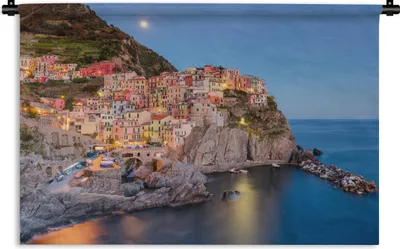 Produktbild von MuchoWow® Wandteppich Wandbehang Das bunte Dorf Manarola in den Cinque Terre 150x100 cm Tapisserie Dekoration Wandtuch - Waschbar - Tapisserien - Wand-Decke