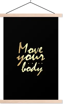 Produktbild von MuchoWow® Textilposter Zitat - Tanzen - Gold - Schwarz 60x90 cm mit holzfarbenen Rahmen - Textil