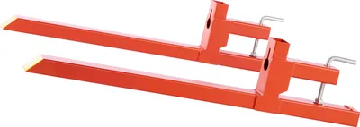 Image de Fourches à palettes SucceBuy avec une capacité de charge de 907 kg, longueur totale de 1090 mm, fixation rapide pour un montage facile, adaptées aux tracteurs, godets de chargement et chargeurs compacts, couleur orange