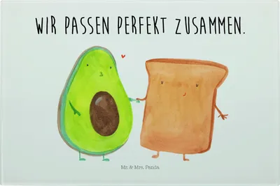 Produktbild von Mr. & Mrs. Panda Frühstücksbrett Avocado Toast - Weiß - Geschenk, Freundin, vesperbrett, schneidbrett, Pärchen, Hochzeit, Glas Schneideplatte, Vesperplatte, Küchenbrett
