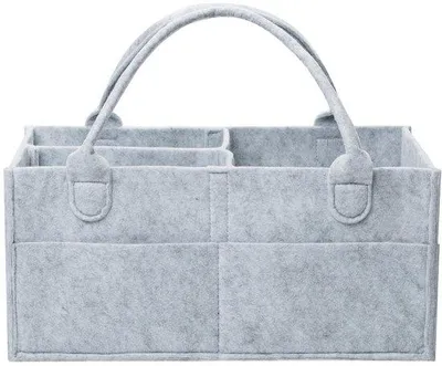 Obrázok produktu pre Taška na plienky pre mamičky – látková taška – 33 × 23 × 18 cm – sivá