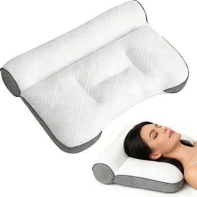 Produktbild von Nackenkissen Orthopädisches Memory-Schaum-Kissen, ergonomisches Nackenstützkissen für Seiten-, Nackenwirbel-, Rücken- und Bauchschläfer, atmungsaktiv