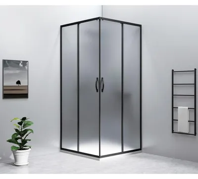 Productafbeelding van Gelco SIGMA SIMPLY BLACK douchecabine, hoekmodel, 900x900 mm, hoekinstap, helder glas