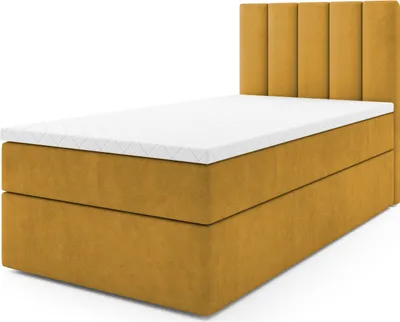 Produktbild von MR GROUP Boxspringbett LATINA MINI 90x200 rechts Kinderbett Jugendbett Einzelbetten Bett mit Stauraum Polsterbett Matratze Topper H3 Schlafzimmer gelb