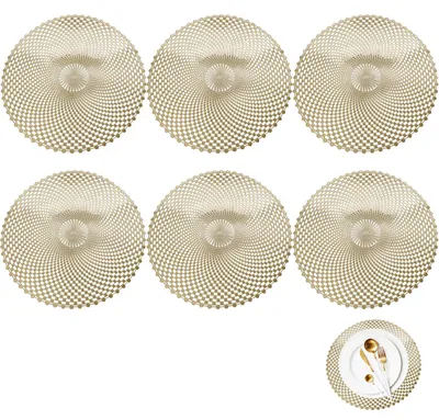 Platzsets rund gold 38 cm Set mit 6 abwaschbar hitzebeständig