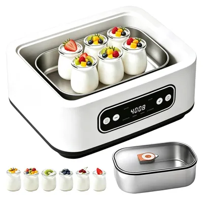 Joghurtbereiter 25 W, 1,6 l, 6 Glasbehälter, Timer, Temperaturregelung