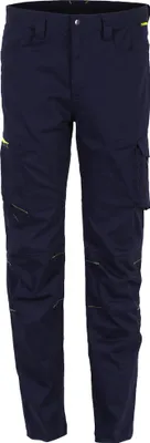 A pair of navy blue work pants.