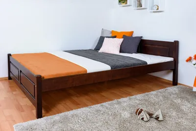Produktbild von Jugendbett Kiefer massiv Vollholz Walnussfarben 77, inkl. Lattenrost - 160 x 200 cm (B x L)