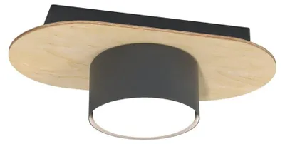Produktbild von Deckenleuchte Diaz aus schwarzem Stahl und Holz