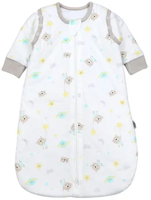 Produktbild von TupTam Schlafsack Baby 2.5 TOG - Ganzjahresschlafsack mit abnehmbaren Ärmeln, Farbe: Bär_Mond_Sterne_Wolken, Größe: 56-62