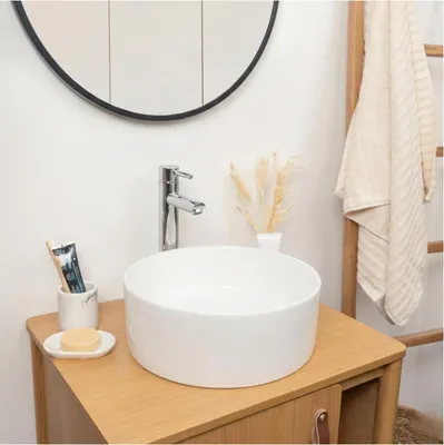 Immagine prodotto di Lavabo da appoggio rotondo in Vetroceramica bianca, 37cm