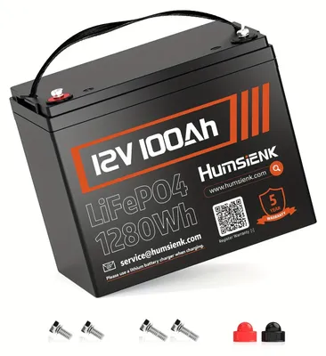 Immagine prodotto di Batteria al litio da 12V - Accumulatore LiFePO4 - Batteria per camper - Batteria solare - Batteria per campeggio - Capacità di 1280 Wh