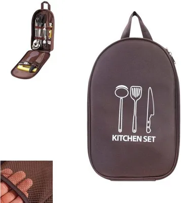 Produktbild von Kampeeropbergtas Koffiebraun für Campingkochutensilien - Reisekoffer für Campingausrüstung - Gepäcktasche für Campingkochgeräte - Ideal für Camping- und Grillausstattung