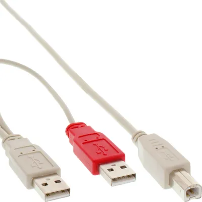 Zdjęcie produktu dla InLine 34510X, 1 m, 2 x USB A, USB B, Męska/Męska, 0,48 Gbit/s, Beżowy