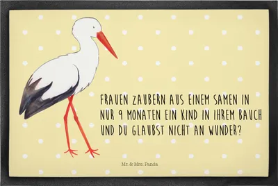 Produktbild von Mr. & Mrs. Panda Schmutzmatte Storch 60 x 90 cm - Gelb Pastell - Geschenk, Mütter, Baby, fußmatte, Lustige Sprüche, Fussmatte, Schmutzfangmatte, Sauberlaufmatte, Mutter