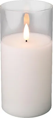 Obrázok produktu pre Sklenená dekoratívna sviečka LED biela 15 cm