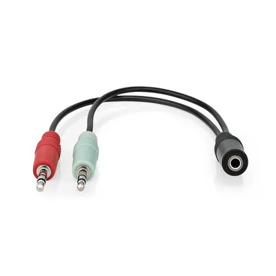 Immagine prodotto di Cavo audio stereo Nedis - 3,5 mm femmina - 2x 3,5 mm maschio - Nichelato - 0,20 m - Rotondo - Nero - Scatola