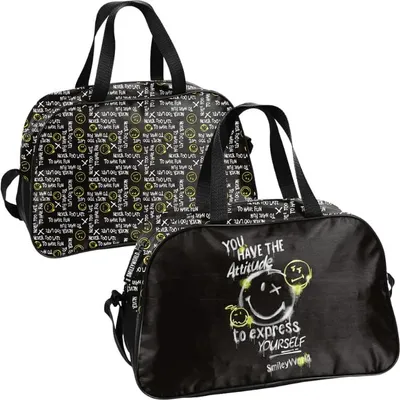 Zdjęcie produktu dla Paso | Torba sportowa Smiley World - 40x25x15 cm - Lekka i stylowa - Idealna do szkoły i uprawiania sportu