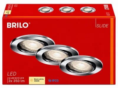 Immagine prodotto di 3 x Briloner LED faretto da incasso cromato IP23 3,5W GU10 350lm bianco caldo 3000K orientabile