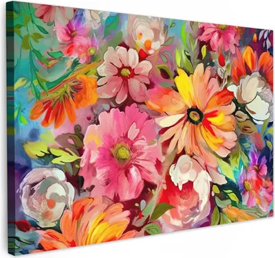 Produktbild von Leinwandbild 120x80 cm - Wanddekoration Blumen für Wohnzimmer und Schlafzimmer