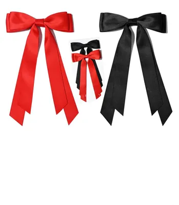 Produktbild von Haarschleife, 2 Haarschleifen für Damen, schwarz-rote Haarspange mit Schleife, große französische Haarspange mit Bändern, Haarschmuck für Damen, Brautstirnband, Weihnachtsdekoration