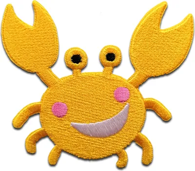 Produktbild von Krabbe Krebs Crab - Aufnäher, Bügelbild, Aufbügler, Applikationen, Patches, Flicken, Zum Aufbügeln, Größe: 7,7 x 6,9 cm