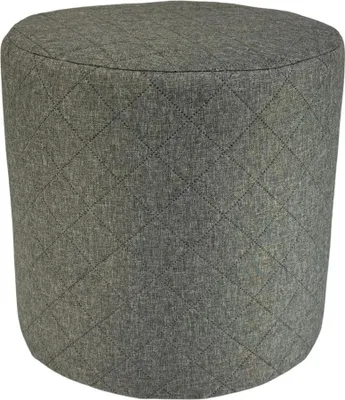 Produktbild von SAWANA-Hocker 40x40 cm rund gesteppt – stilvolles Sitzkissen fürs Wohnzimmer oder Schlafzimmer – Hellgrau