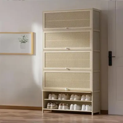 Produktbild von Beiges Mehrstöckiges Schuhregal mit Staubschutz für den Haushalt Schuhregal beige 11 Etagen 92*32*172cm /MXG11-90/