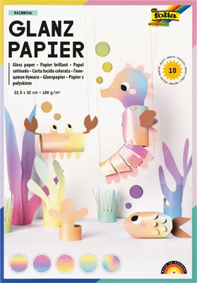 Produktbild von folia Glanzpapier Rainbow 225 x 320 mm 100 g/qm 10 Blatt
