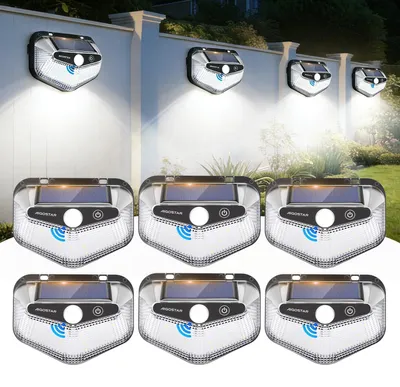 Produktbild von Aigostar Solarlampen für Außen mit Bewegungsmelder,6 Stück, 270° Superhelle Solar Aussenleuchte, 3 Modi Solarleuchten,IP65 Wasserdichte Solar Wandleuchte für Garten, Hof, Garage