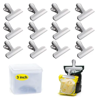 Immagine prodotto di Set di 12 clip per sacchetti - Clip per alimenti larga 7,5 cm per una chiusura ermetica