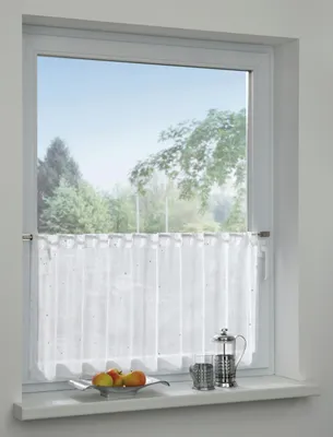 Produktbild von Gardinia Schlaufenpanneau Voile mit Silberdruck weiß 140 x 45 cm