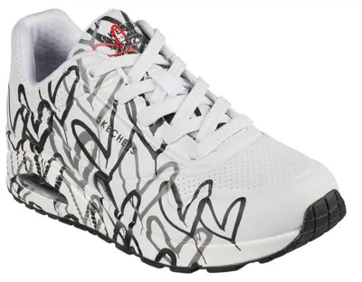 Produktbild von Skechers - "Uno" Graffiti Herzen Sneaker für Damen, bedruckt PP17104 (37,5 EU) (Weiß)