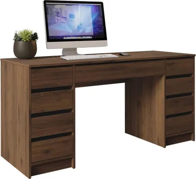 Produktbild von MIRJAN24 Schreibtisch / Schminktisch Ada Bis, Schlafzimmer Kosmetiktisch mit neun Schubladen (Farbe: Nuss Okapi)