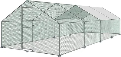 Produktbild von UISEBRT Hühnerstall Hühnerhaus Freilaufgehege Geflügelstall Kleintierstall Verzinkter Stahlrahmen mit Dach 3 x 8 x 2 m