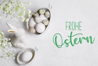 Produktbild von Ostern unverpackte Glückwunschkarte mit Umschlag Frohe Ostern Hase Eier