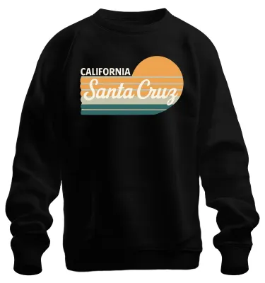 Immagine prodotto di Santa Cruz California Retro Sunset Surf Beach Coast Unisex Felpa Pullover, Nero, S
