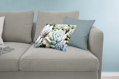 Produktbild von MuchoWow® Zierkissen Sofakissen Wohnzimmer Dekokissen 60x40 cm Hellblau und violett verpflanzt - Kopfkissen - Polster mit Foto