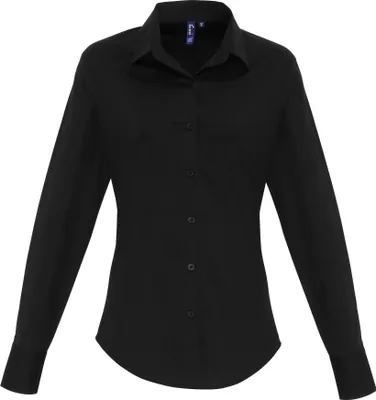 Produktbild von Premier - Bluse für Damen Langärmlig RW6588 (L) (Schwarz)