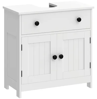 Productafbeelding van Moderne, vrijstaande wastafelkast met soft-close scharnieren, lade en 2 deuren, wit
