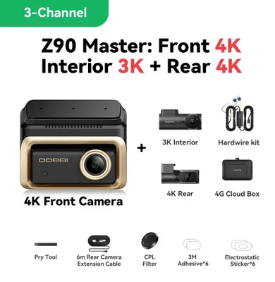 Produktbild von Dashcam Z90Master - 3-Kanal - 4G - 4K - Sony STARVIS 2 IMX678 - ADAS - 256-GB-Speicherkarte