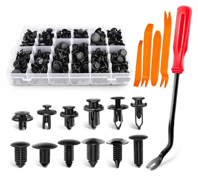 Immagine prodotto di 240 clip di fissaggio per auto, con 5 utensili, clip universali in plastica per carrozzeria