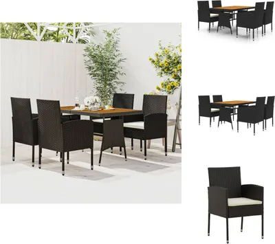 Productafbeelding van vidaXL 5-delige tuinsets, polyrotan, zwart - Tuinmeubelsets